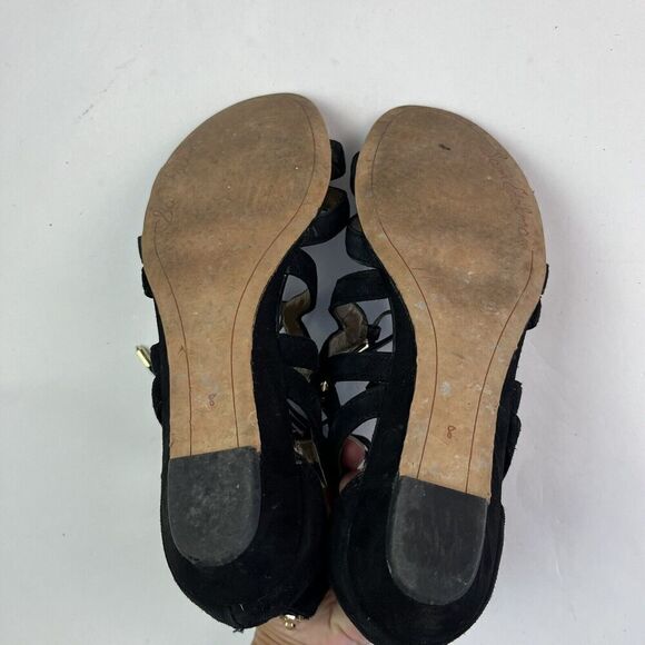 Sam Edelman Dawson Suede Strappy Sandal 8 Black Gladiator Hippie Boho Grunge - Picture 5 of 11